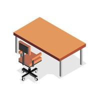 Desk and chair isometric. Work room. Vector illustration