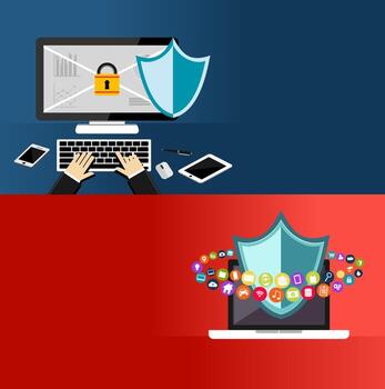 Data protection and security system. vector