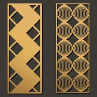 Laser cut template panels set. Die cut geometric pattern rectangle shape for metal , wooden, paper, engraving, stencil. Vector illustration design.