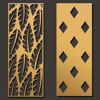 Laser cut template panels set. Die cut geometric pattern rectangle shape for metal , wooden, paper, engraving, stencil. Vector illustration design.