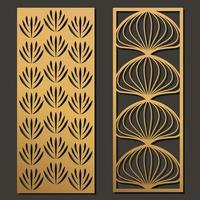 Laser cut template panels set. Die cut geometric pattern rectangle shape for metal , wooden, paper, engraving, stencil. Vector illustration design.