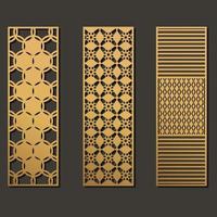 Laser cut template panels set. Die cut geometric pattern rectangle shape for metal , wooden, paper, engraving, stencil. Vector illustration design.