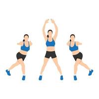 Woman doing Lateral steps pulls exercise. Flat vector illustration isolated on white background