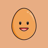 Cute egg with expression cartoon character vector