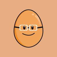 Cute egg with expression cartoon character vector