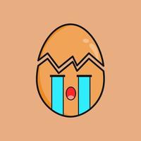 Cute egg with expression cartoon character vector