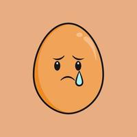 Cute egg with expression cartoon character vector