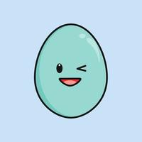 Cute duck egg with expression cartoon character vector