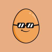 Cute egg with expression cartoon character vector