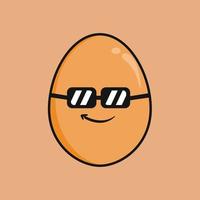 Cute egg with expression cartoon character vector