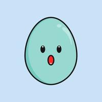 Cute duck egg with expression cartoon character vector