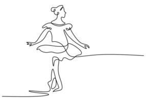 One continuous single line of beautiful woman ballerina vector