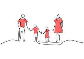 One continuous single line of family member on white background. vector