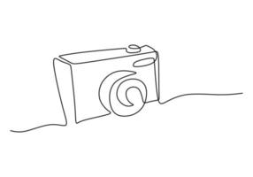 One continuous single line of classic vintage camera for photographer vector