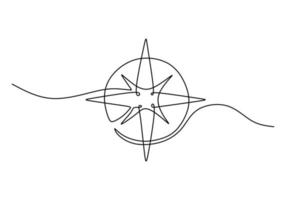 One continuous single line of compass for navigation vector