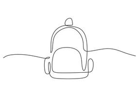 una sola línea continua de mochila escolar para niños vector