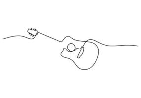 One continuous single line of classic guitar on white background. vector