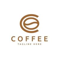 letter C coffee bean logo design vector