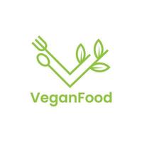 letter v vegan food logo design vector