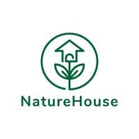 diseño del logotipo de la línea de la casa de la naturaleza vector