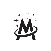 letter M planet logo design vector