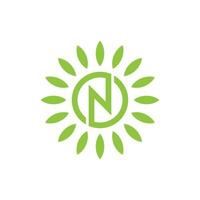 letter N nature leaf logo design vector