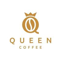 letra q reina con diseño de logotipo de grano de café vector