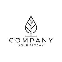 leaf drop line logo design vector