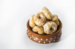 Indian Traditional Sweet Food Balushahi on a white background photo