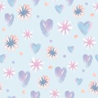 seamless happy valentine day pattern background with water colour heart shape and flower , greeting card vector