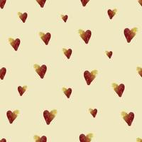 seamless valentine day background with red and yellow watercolour heart shape , greeting card vector