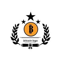 Vector illustration of Bitcoin, crypto currency, blockchain. Fits blockchain bitcoin stickers for web or print. Bitcoin logo.