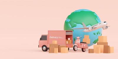 Global logistics, delivery and cargo transportation, 3d illustration photo