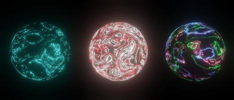 Fantásticos planetas del sistema solar aislados en la representación 3d de fondo negro, foto