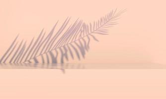 Podium with palm leaves on pastel background. Concept scene stage showcase for product, promotion, sale, banner, presentation, cosmetic. Minimal showcase empty mock up. 3d photo