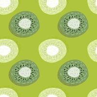 Tropical kiwi slice shapes seamless food pattern. Hand drawn artwork in green tones. vector