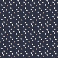 Random polka dot seamless pattern. Dark blue background with light and purple elements. Abstract design. vector