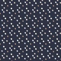 Random polka dot seamless pattern. Dark blue background with light and purple elements. Abstract design. vector