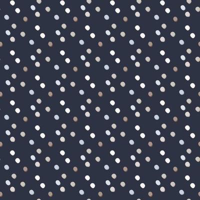 Random polka dot seamless pattern. Dark blue background with light and purple elements. Abstract design.