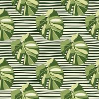 doodle patrón exótico sin costuras con siluetas de monstera verde. hojas tropicales sobre fondo despojado. vector