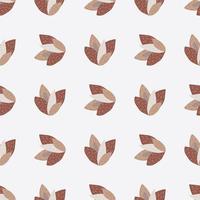 Floral isolated seamless pattern with leaves in brick color. White background. vector