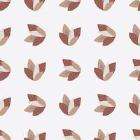 Floral isolated seamless pattern with leaves in brick color. White background. vector