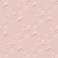 Soft pink palette seamless hand drawn pattern. Light outline elements. Simple backdrop. vector