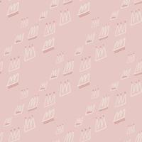 Soft pink palette seamless hand drawn pattern. Light outline elements. Simple backdrop. vector