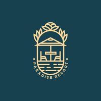 paradise resort minimalist logo icon design image vector