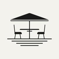 terrace cafe line art logo icon design image