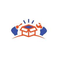 Unbox Handyman Mechanic Abstract Mark Pictorial Emblem Logo Symbol Iconic Creative Modern Minimal Editable in Vector Format