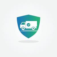 secure and fast truck transport cargo shipping related delivery line style icon vector