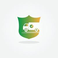 icono de estilo de línea de entrega relacionado con el envío de carga de transporte de camiones seguro y rápido vector