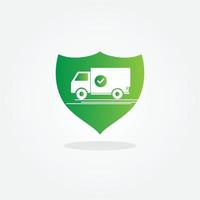 icono de estilo de línea de entrega relacionado con el envío de carga de transporte de camiones seguro y rápido